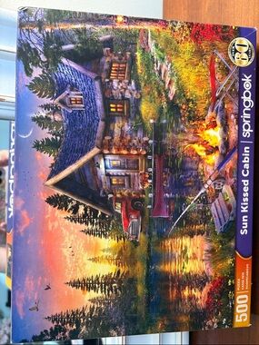 Springbok Sun Kissed Cabin 500-Piece Jigsaw Puzzle - Vibrant Sunset Colors